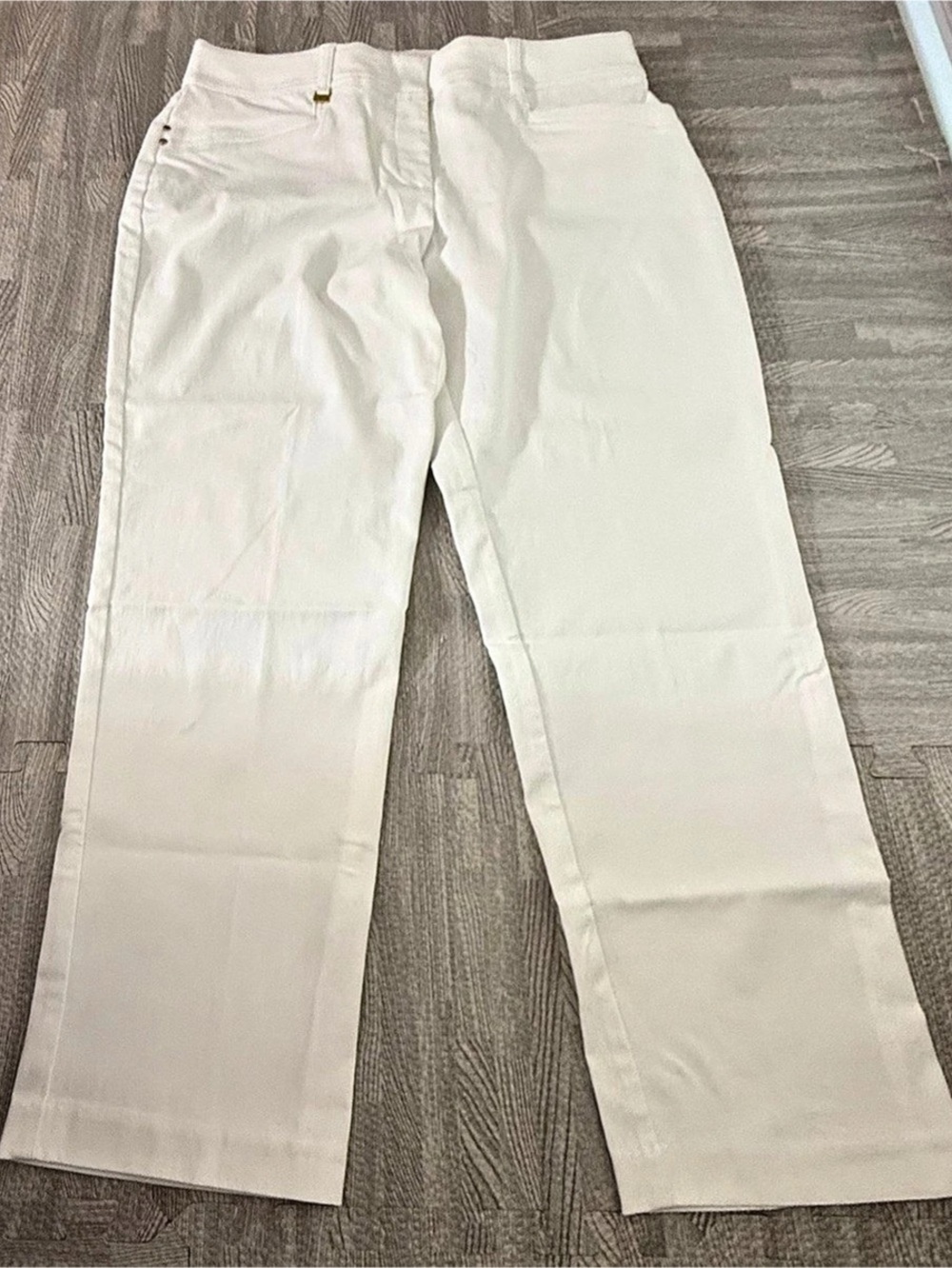 JM Collection Curvy Fit Straight Leg Dress Pants in White Size 10P NWT